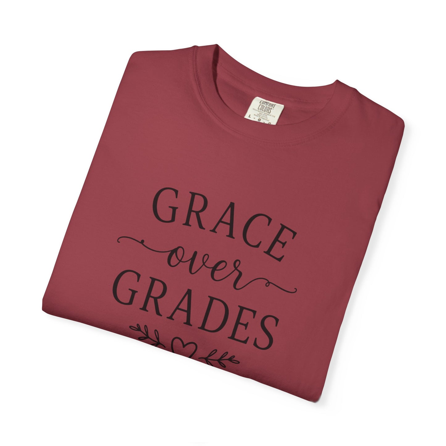 Grace Over Grades T-shirt | Inspirational Typography, Heart & Flourish Design