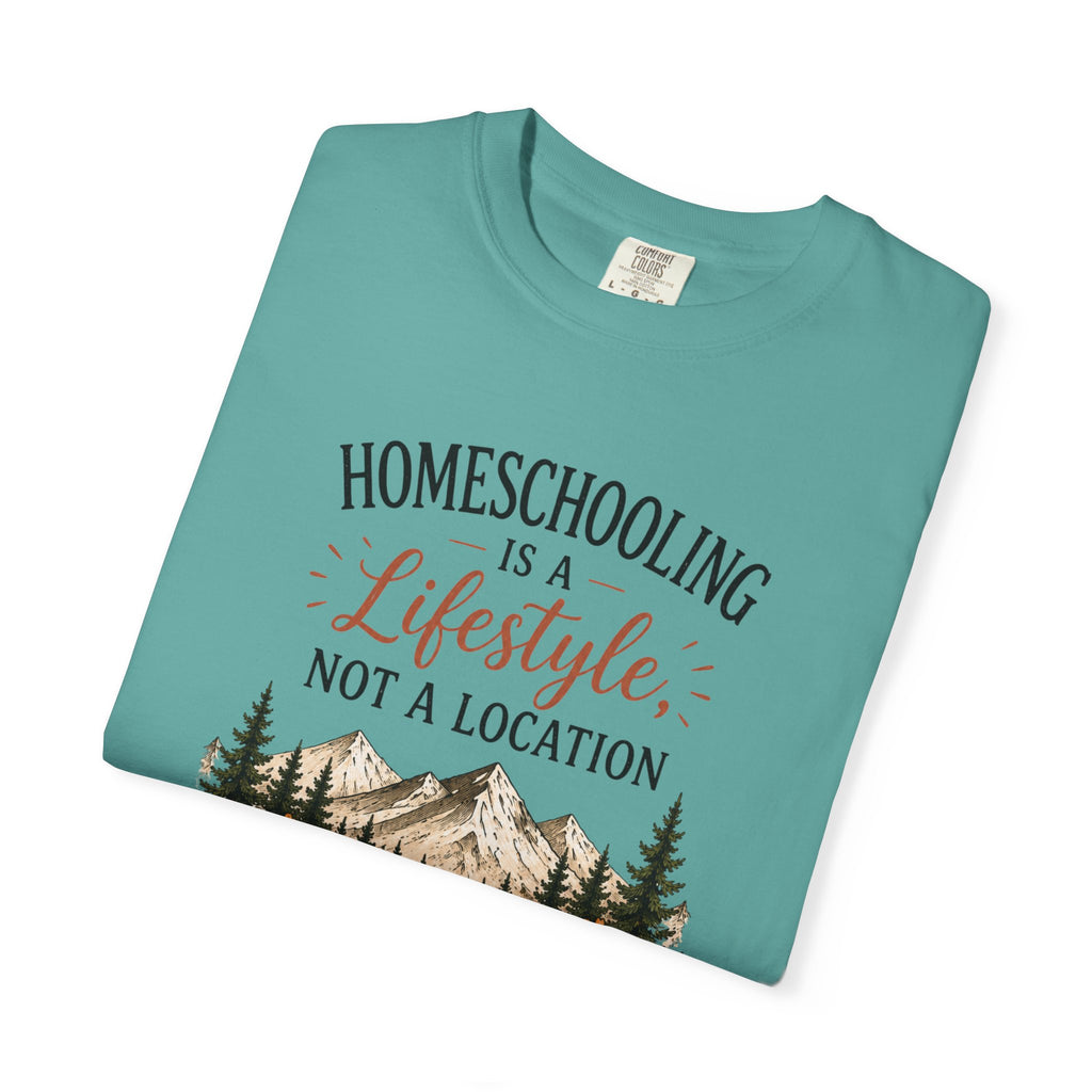 Homeschooling Is a Lifestyle T-Shirt — Mountain, Books & Coffee Homeschool Mom Tee