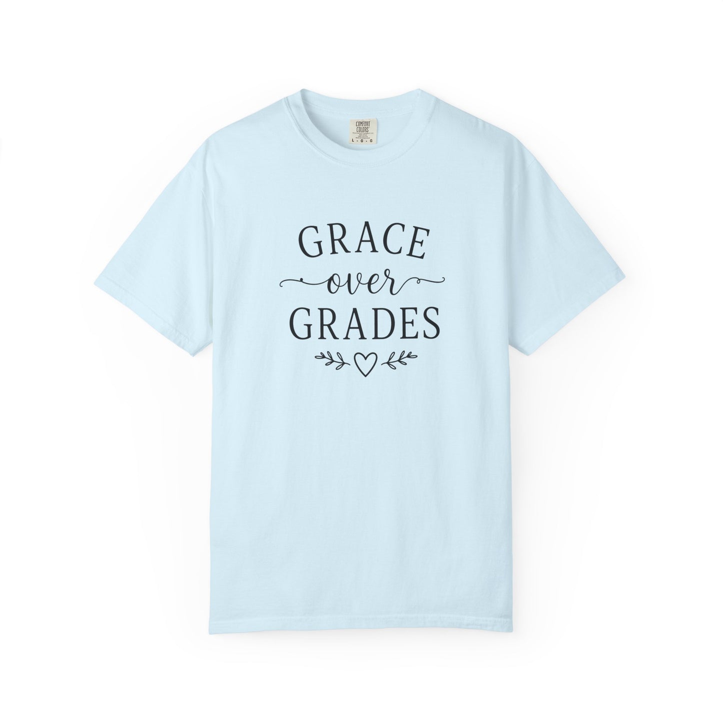 Grace Over Grades T-shirt | Inspirational Typography, Heart & Flourish Design