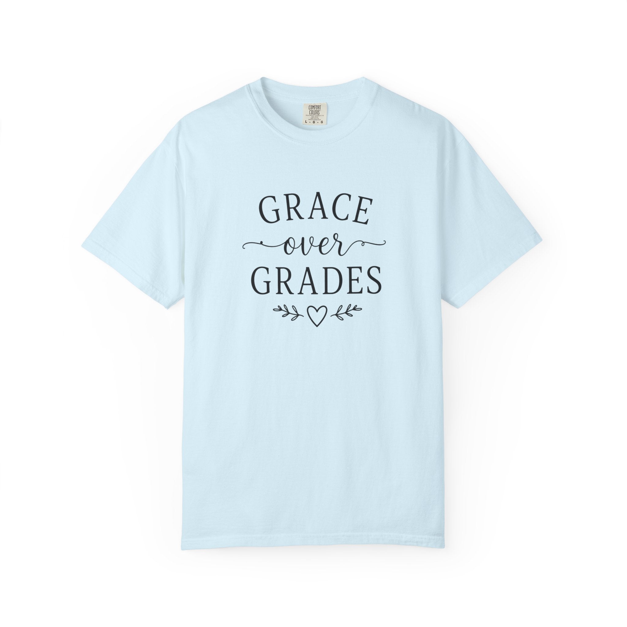 Grace Over Grades T-shirt | Inspirational Typography, Heart & Flourish Design