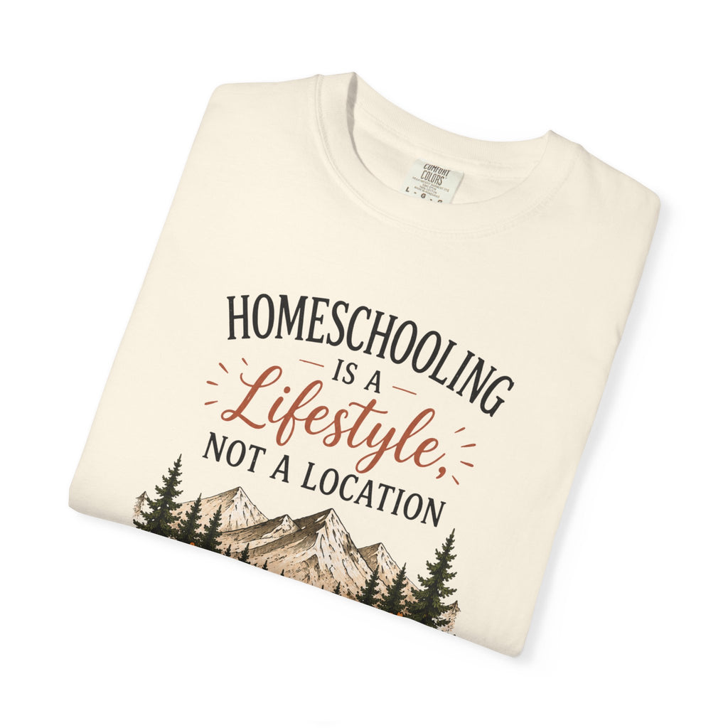 Homeschooling Is a Lifestyle T-Shirt — Mountain, Books & Coffee Homeschool Mom Tee
