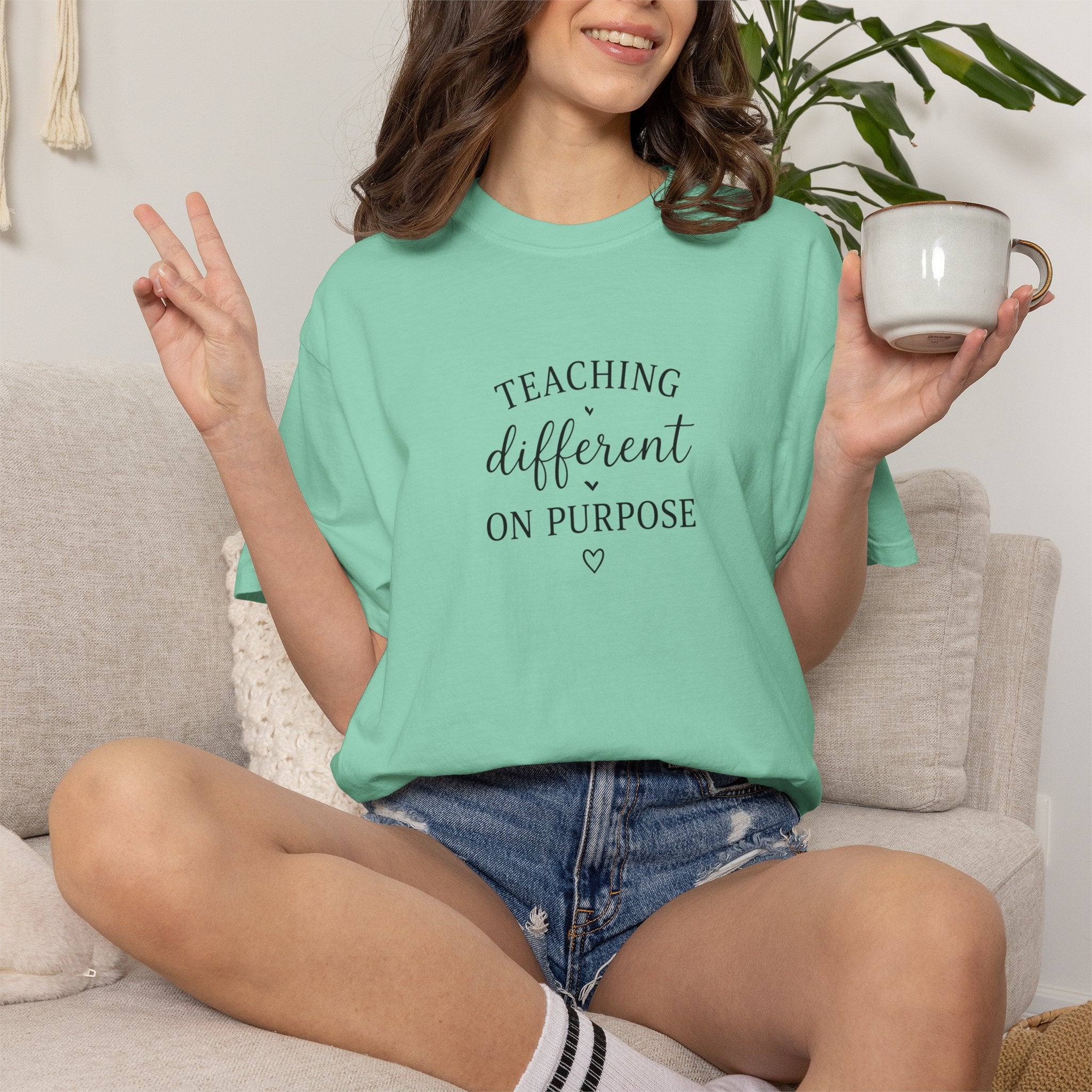 Teacher T-Shirt — “Teaching Different On Purpose” Garment-Dyed Tee