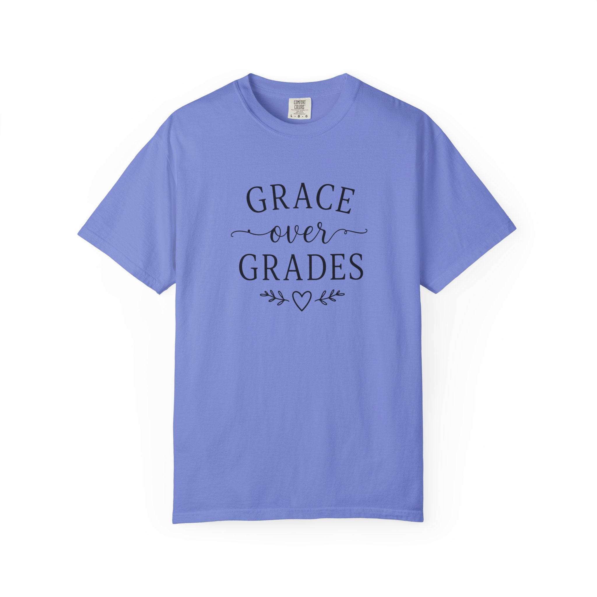 Grace Over Grades T-shirt | Inspirational Typography, Heart & Flourish Design