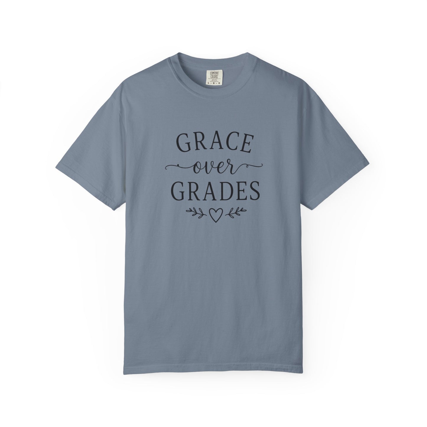 Grace Over Grades T-shirt | Inspirational Typography, Heart & Flourish Design