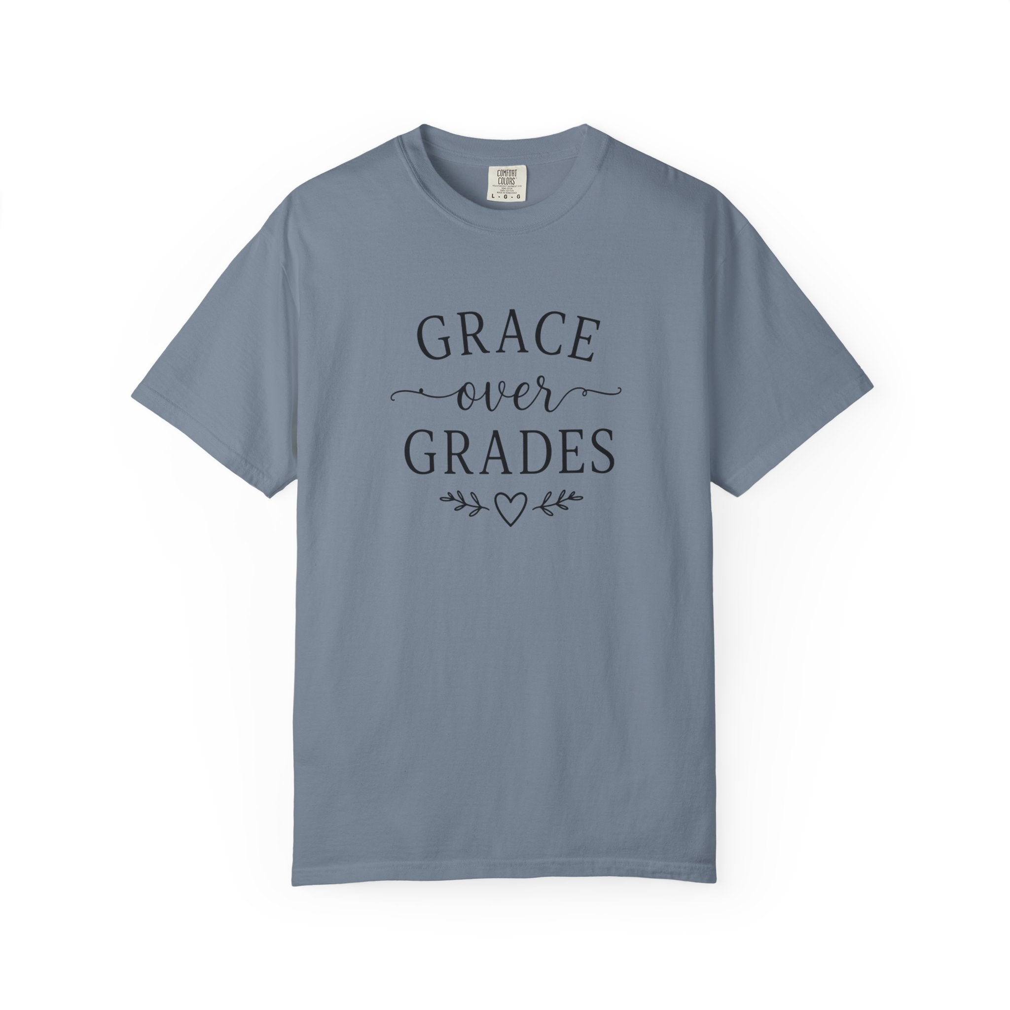 Grace Over Grades T-shirt | Inspirational Typography, Heart & Flourish Design
