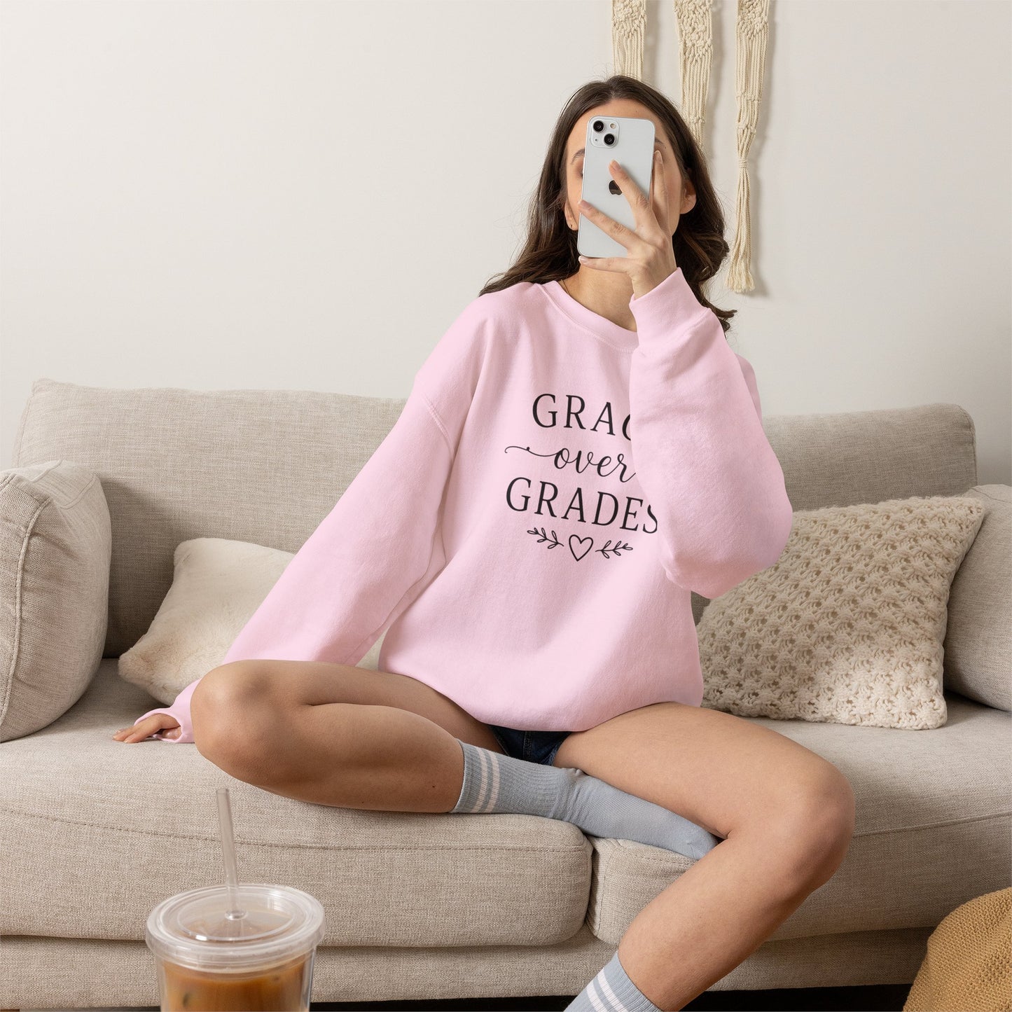 Grace Over Grades Sweatshirt, Homeschool Mom Sweatshirt, Christian Homeschool Shirt, Faith Based Teacher Gift, Homeschool Mama Crewneck, Christian Mom Gift