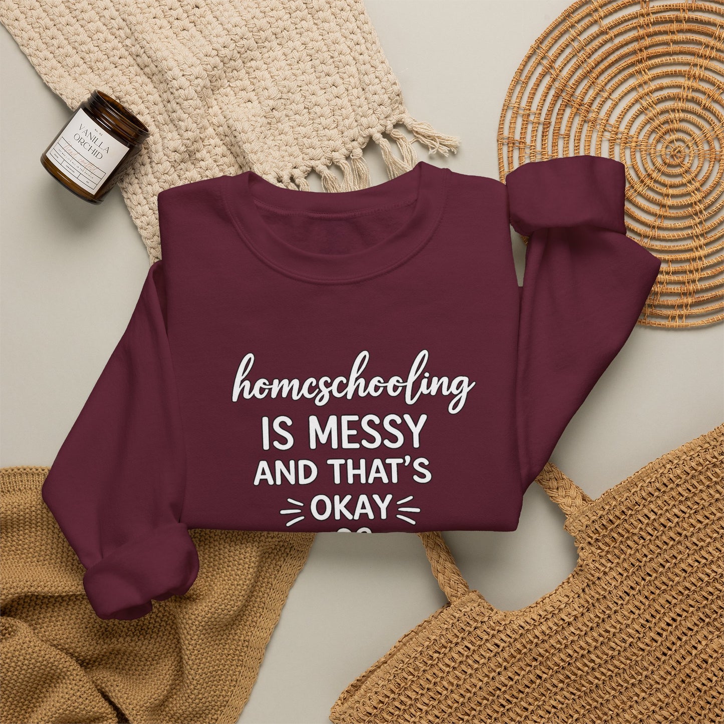 Homeschooling Is Messy And That's Okay Sweatshirt, Homeschool Mom Sweatshirt, Funny Homeschool Shirt, Homeschool Mama Gift, Cozy Crewneck