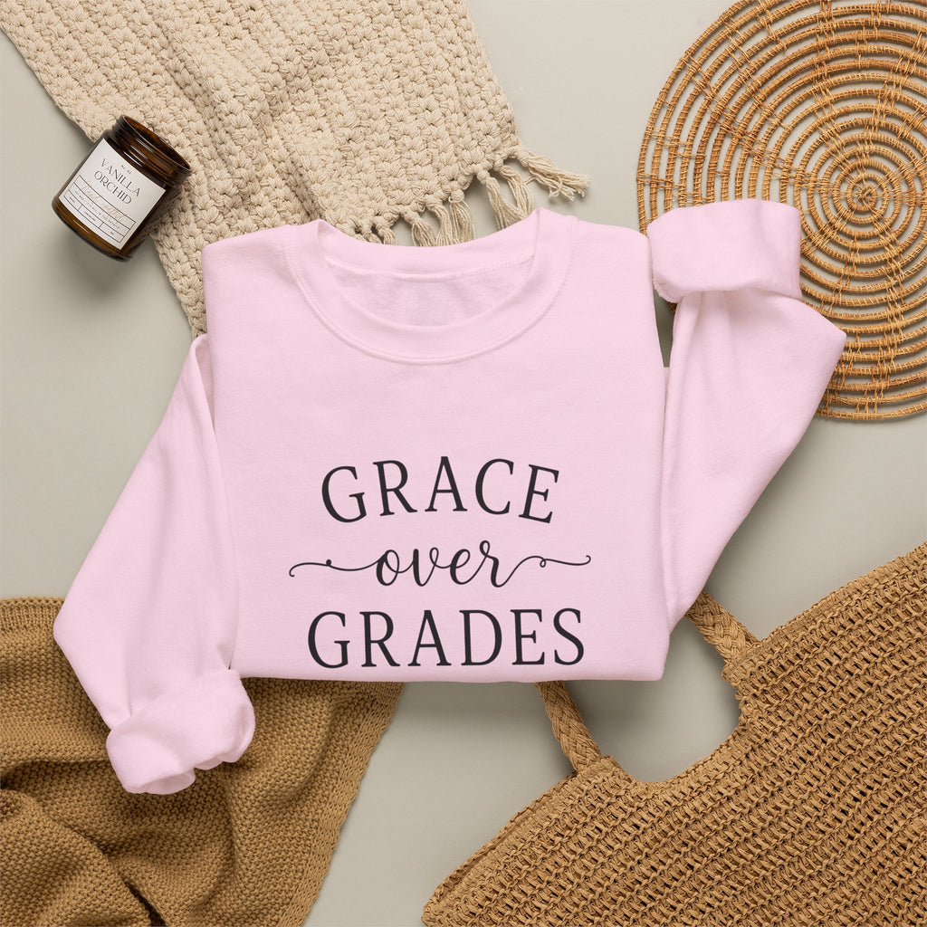 Grace Over Grades Sweatshirt, Homeschool Mom Sweatshirt, Christian Homeschool Shirt, Faith Based Teacher Gift, Homeschool Mama Crewneck, Christian Mom Gift