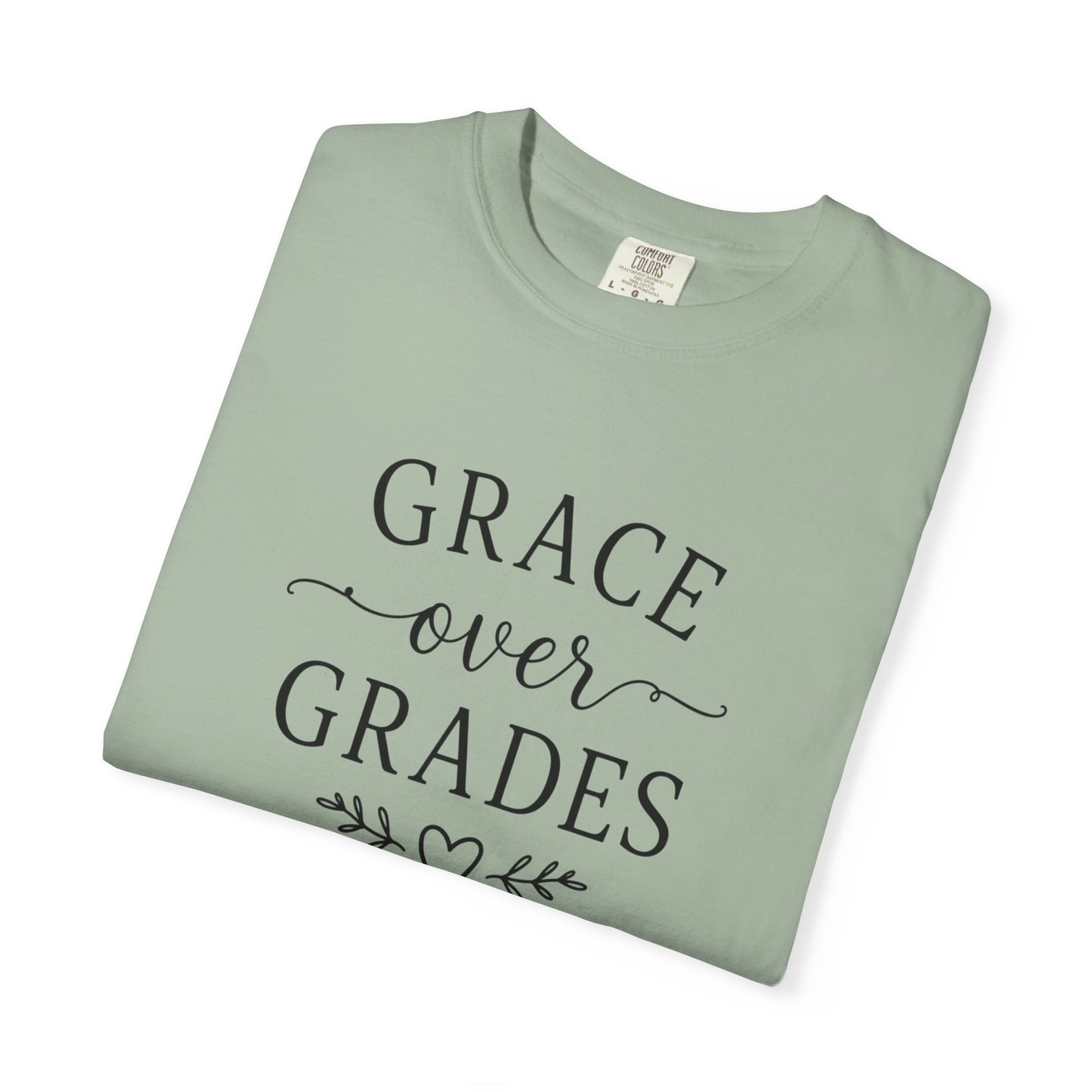 Grace Over Grades T-shirt | Inspirational Typography, Heart & Flourish Design