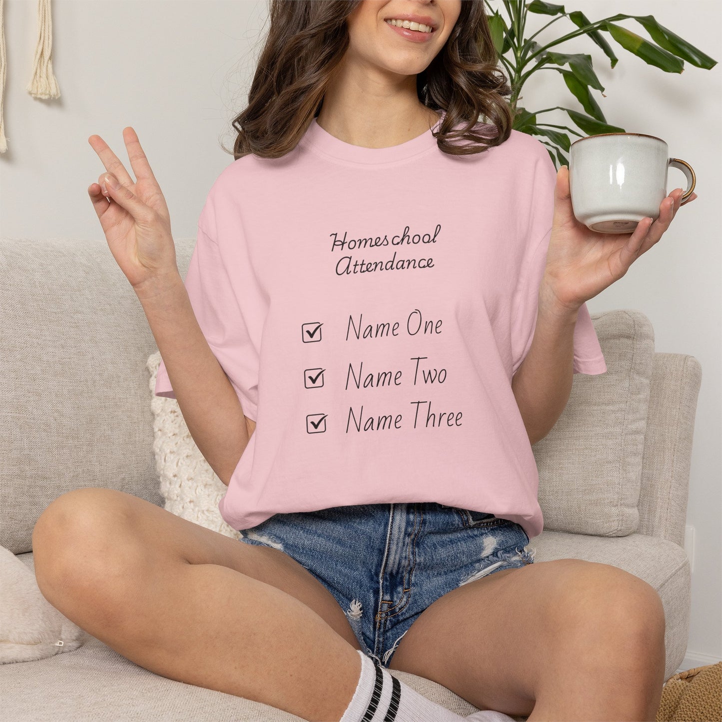 Personalized Homeschool Attendance Shirt, Custom Homeschool Mom Shirt with Kids Names, Homeschool Mama Tee, Personalized Teacher Gift, Comfort Colors 1717