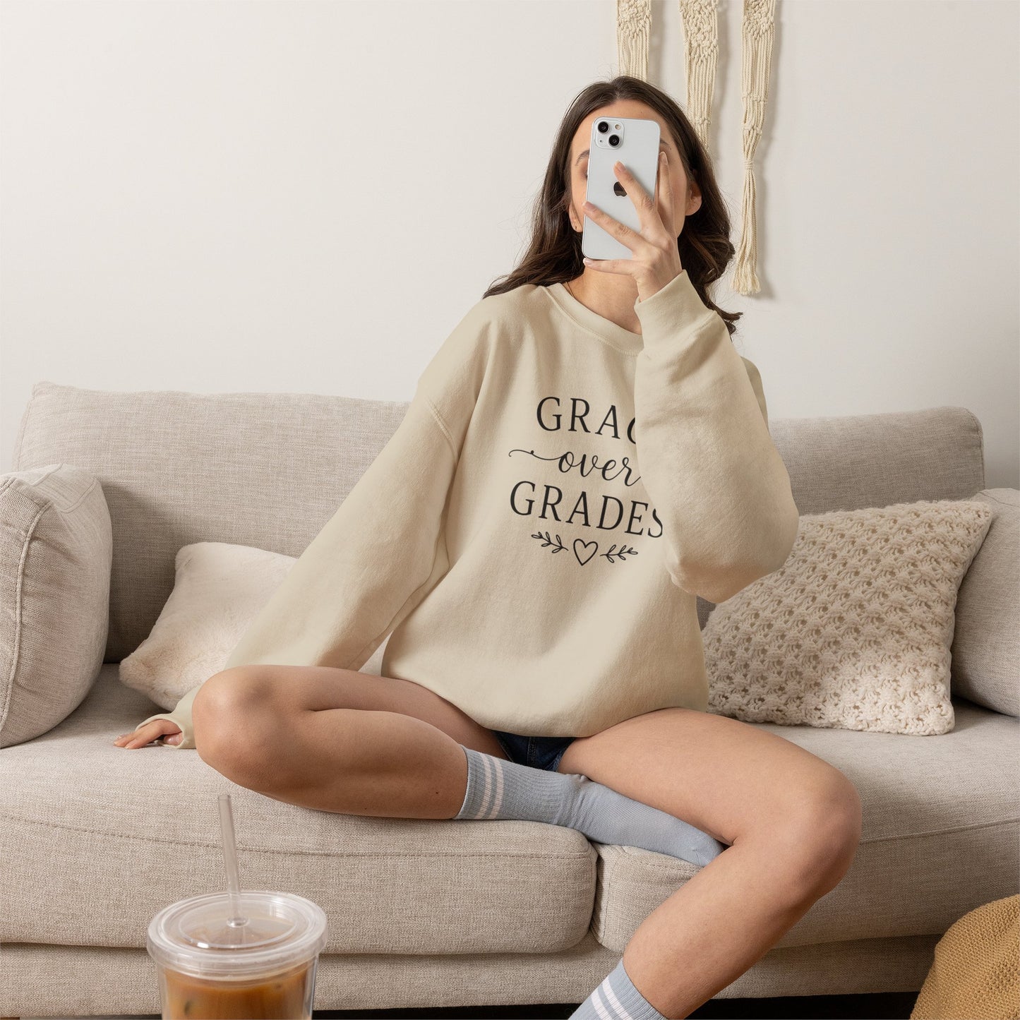 Grace Over Grades Sweatshirt, Homeschool Mom Sweatshirt, Christian Homeschool Shirt, Faith Based Teacher Gift, Homeschool Mama Crewneck, Christian Mom Gift