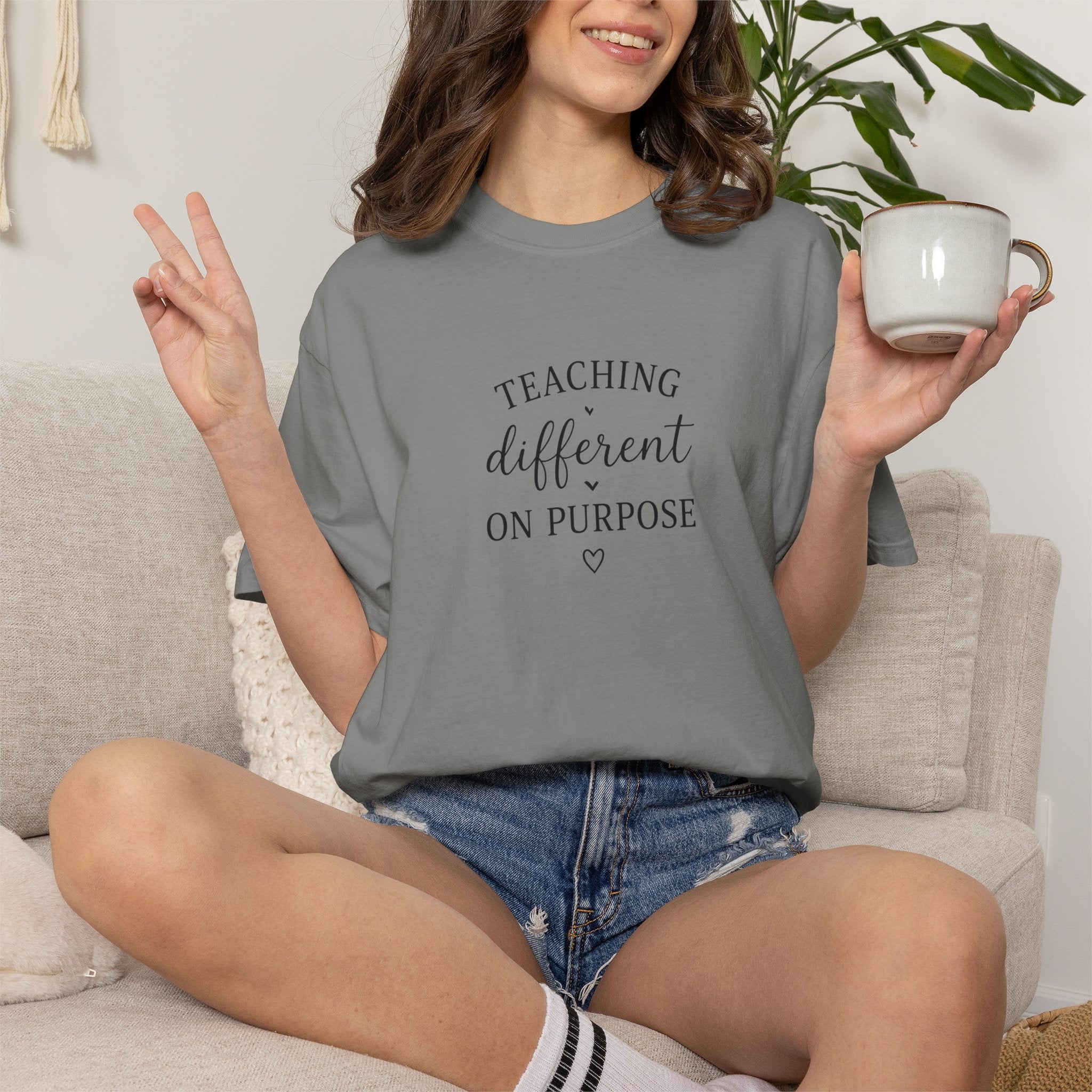 Teacher T-Shirt — “Teaching Different On Purpose” Garment-Dyed Tee