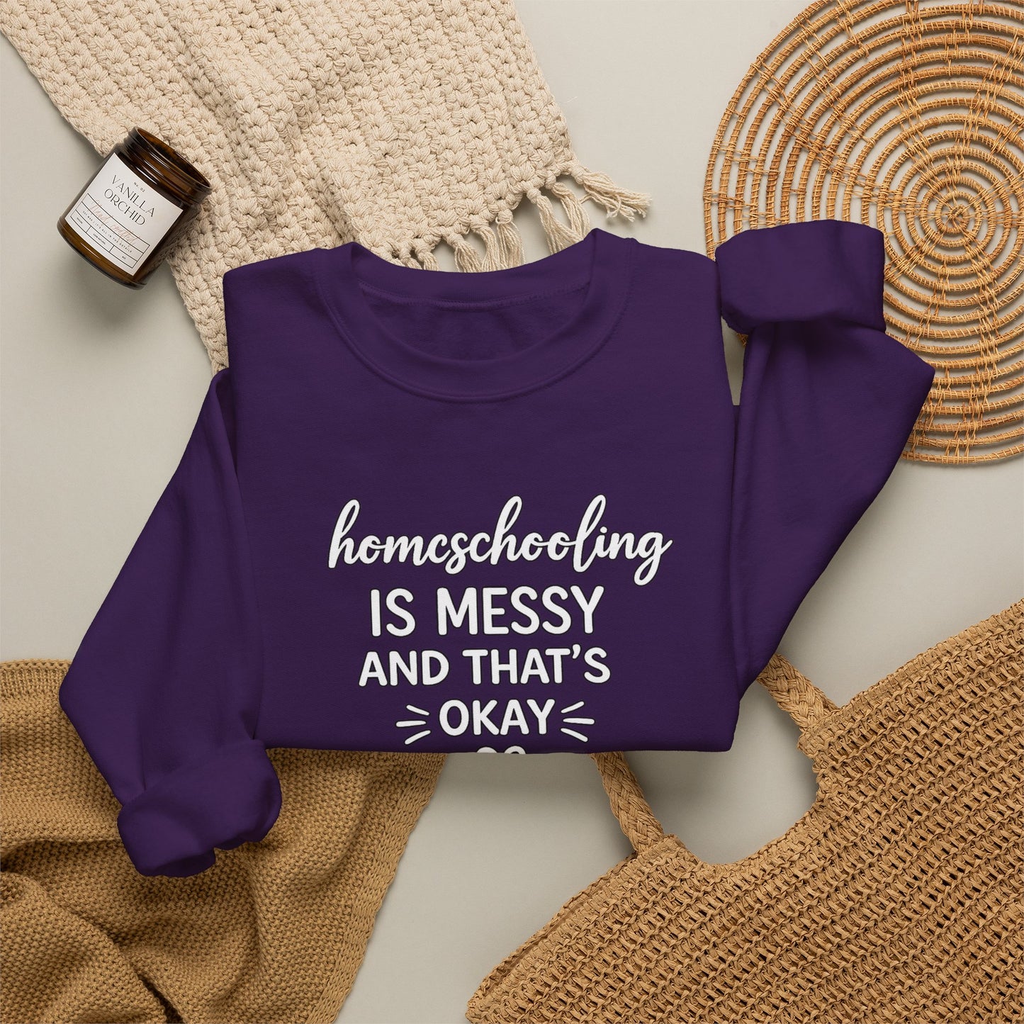 Homeschooling Is Messy And That's Okay Sweatshirt, Homeschool Mom Sweatshirt, Funny Homeschool Shirt, Homeschool Mama Gift, Cozy Crewneck
