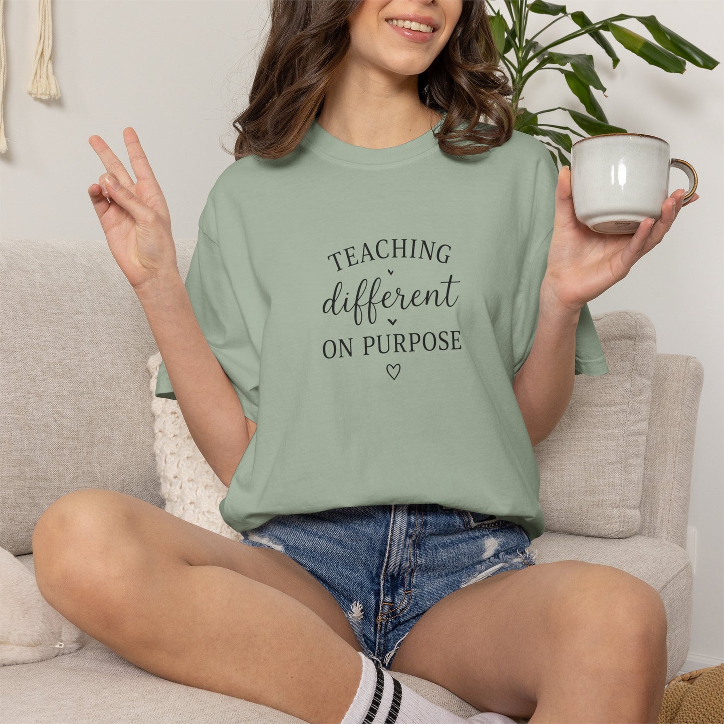 Teacher T-Shirt — “Teaching Different On Purpose” Garment-Dyed Tee