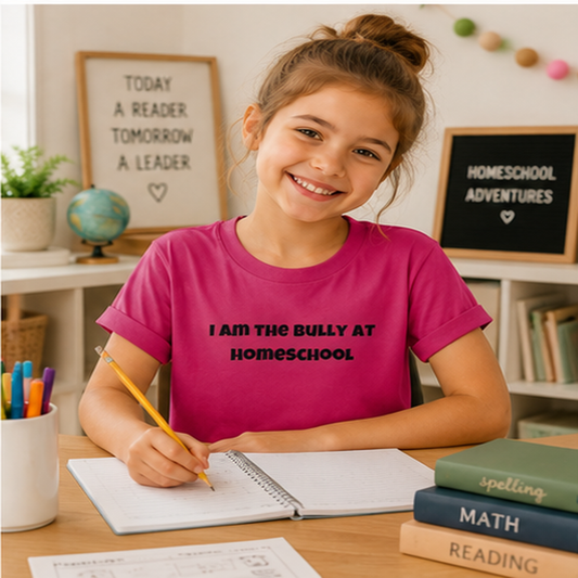 I Am the Bully at Homeschool Youth Short Sleeve Tee | Funny Kids Homeschool Shirt