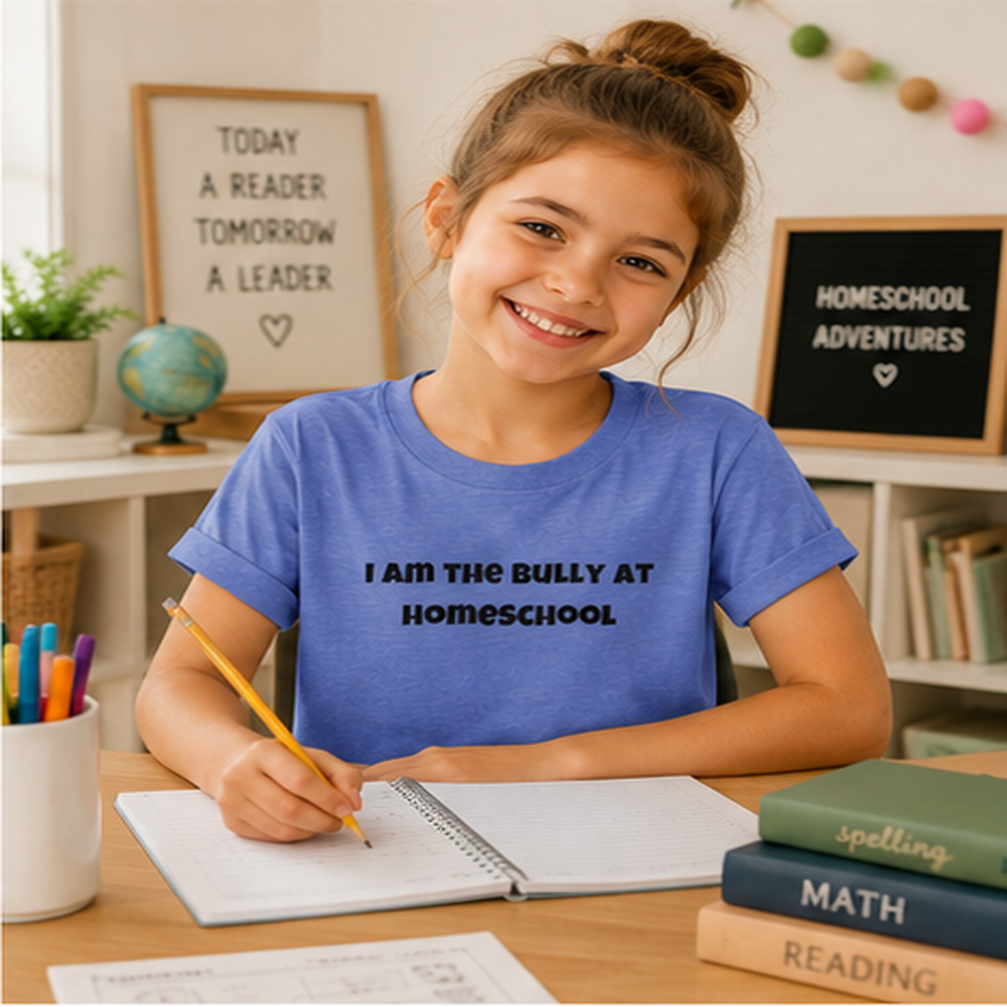 I Am the Bully at Homeschool Youth Short Sleeve Tee | Funny Kids Homeschool Shirt