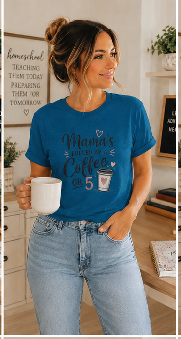 Mama Runs on Coffee T-Shirt — Funny Mom Coffee Tee