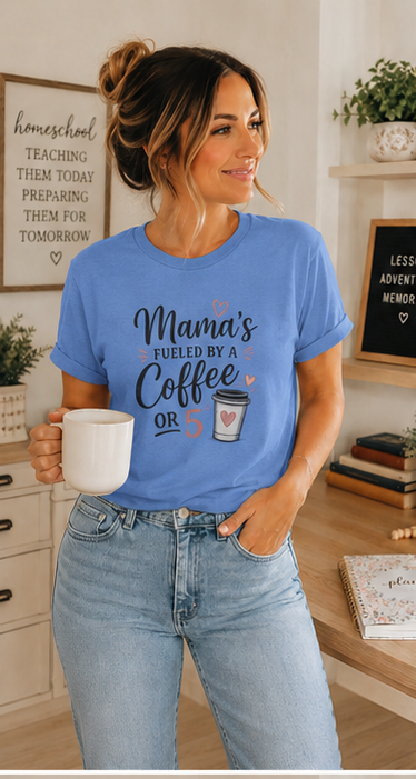 Mama Runs on Coffee T-Shirt — Funny Mom Coffee Tee