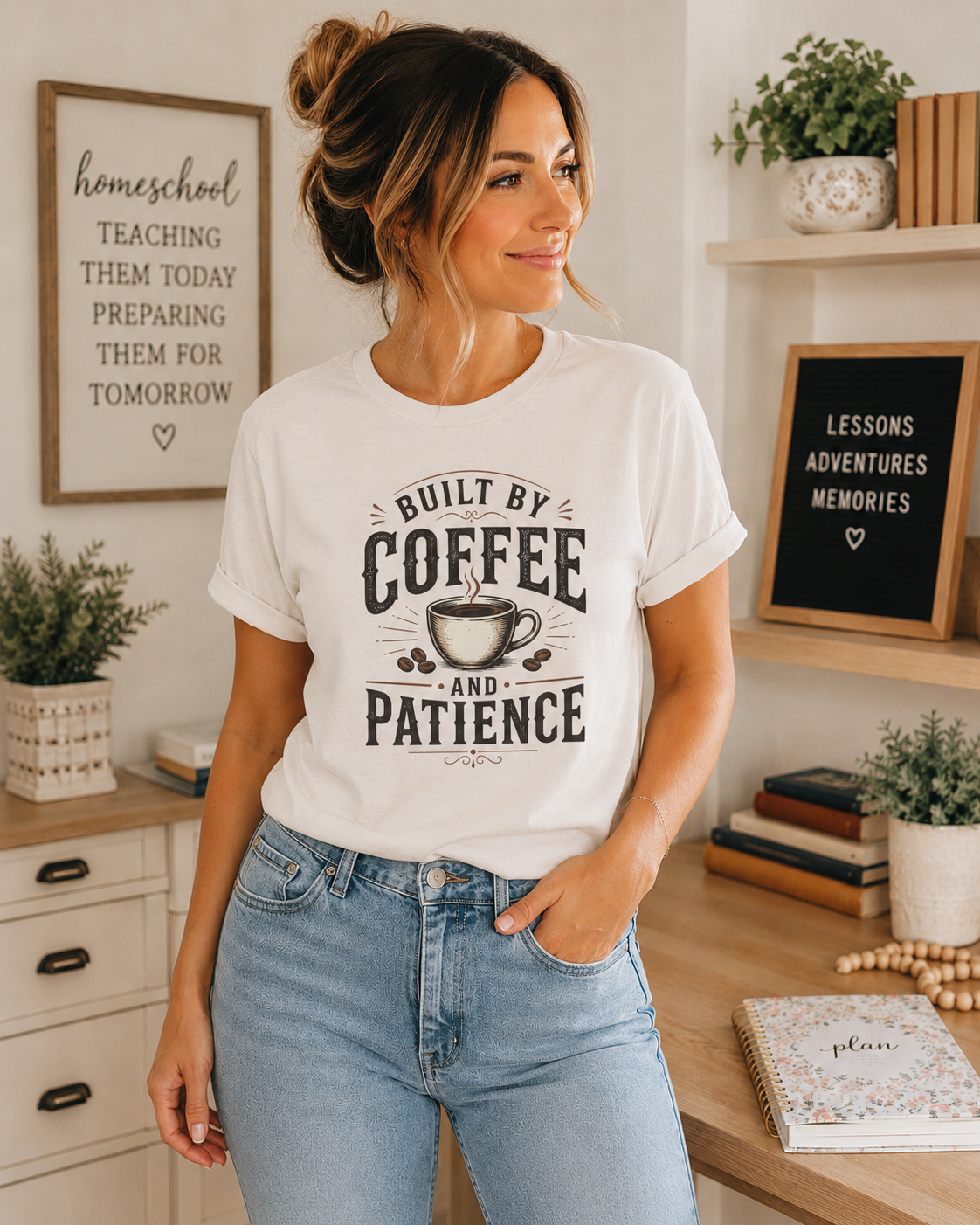 Built by Coffee and Patience T-Shirt | Coffee Lover Tee, Funny Coffee Quote