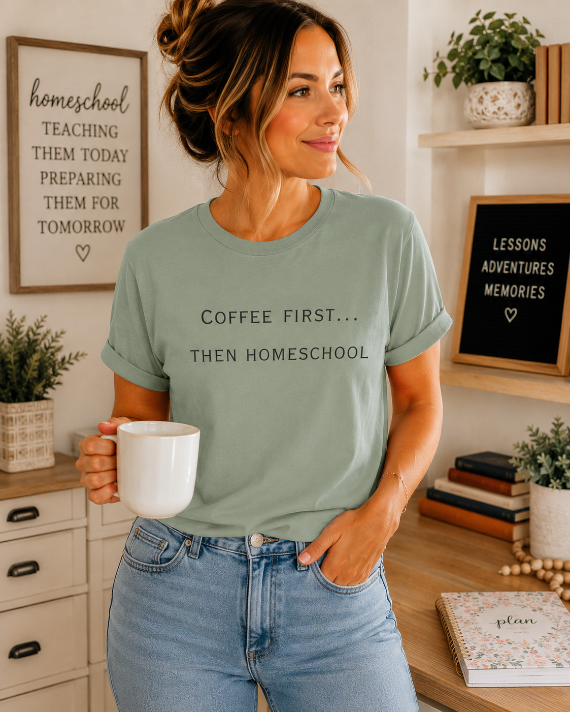 Coffee First Then Homeschool T-shirt — Mom Coffee Homeschool Shirt