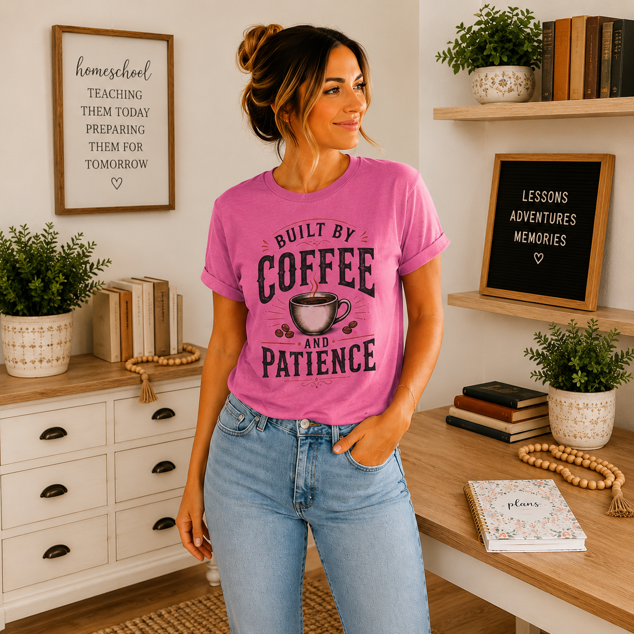 Built by Coffee and Patience T-Shirt | Coffee Lover Tee, Funny Coffee Quote