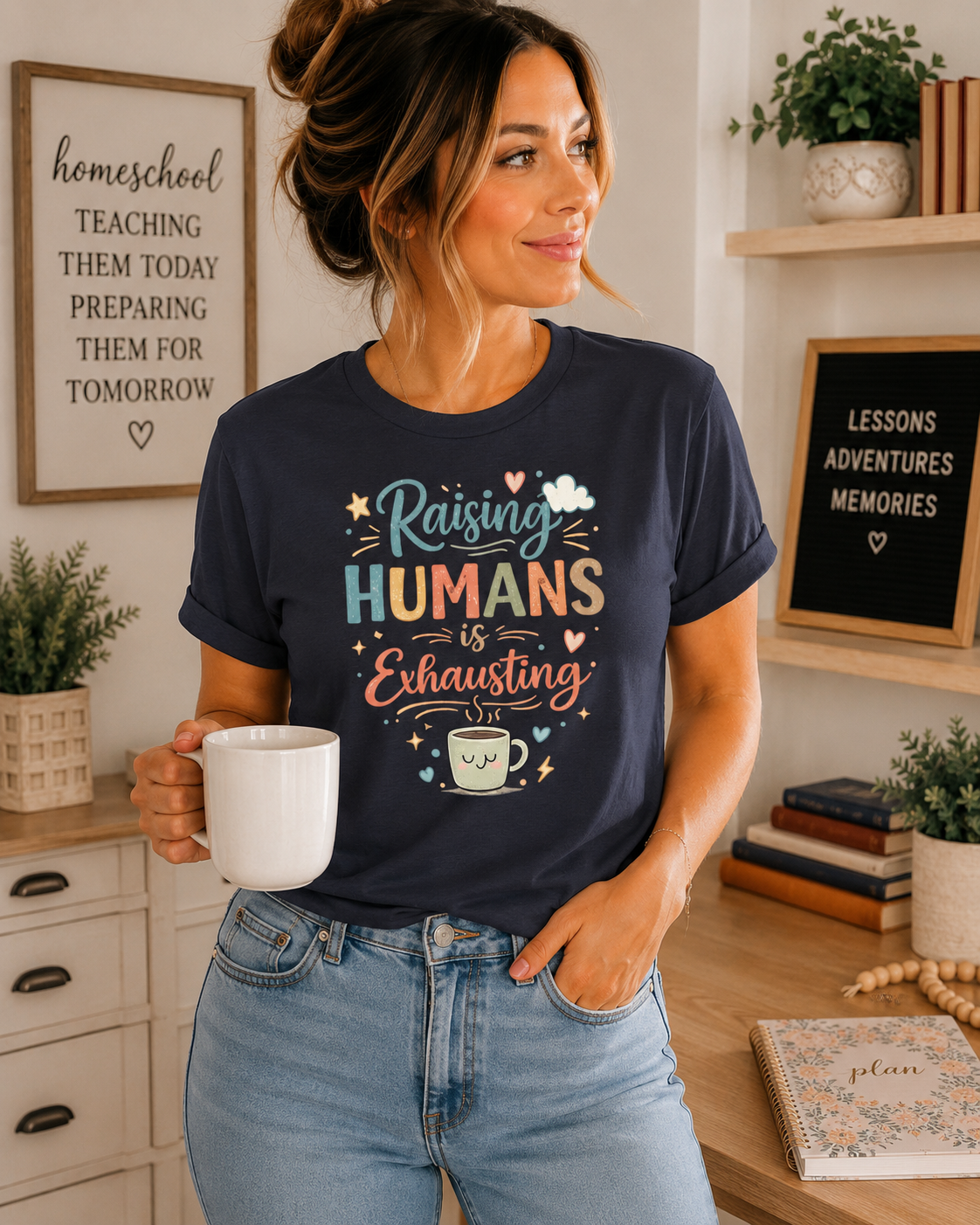 Raising Humans Is Exhausting T-Shirt – Funny Mom Dad Parenting Tee