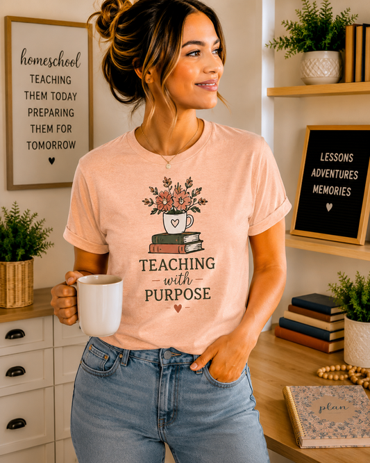 Teaching With Purpose Tee — Floral Teacher Appreciation T‑Shirt