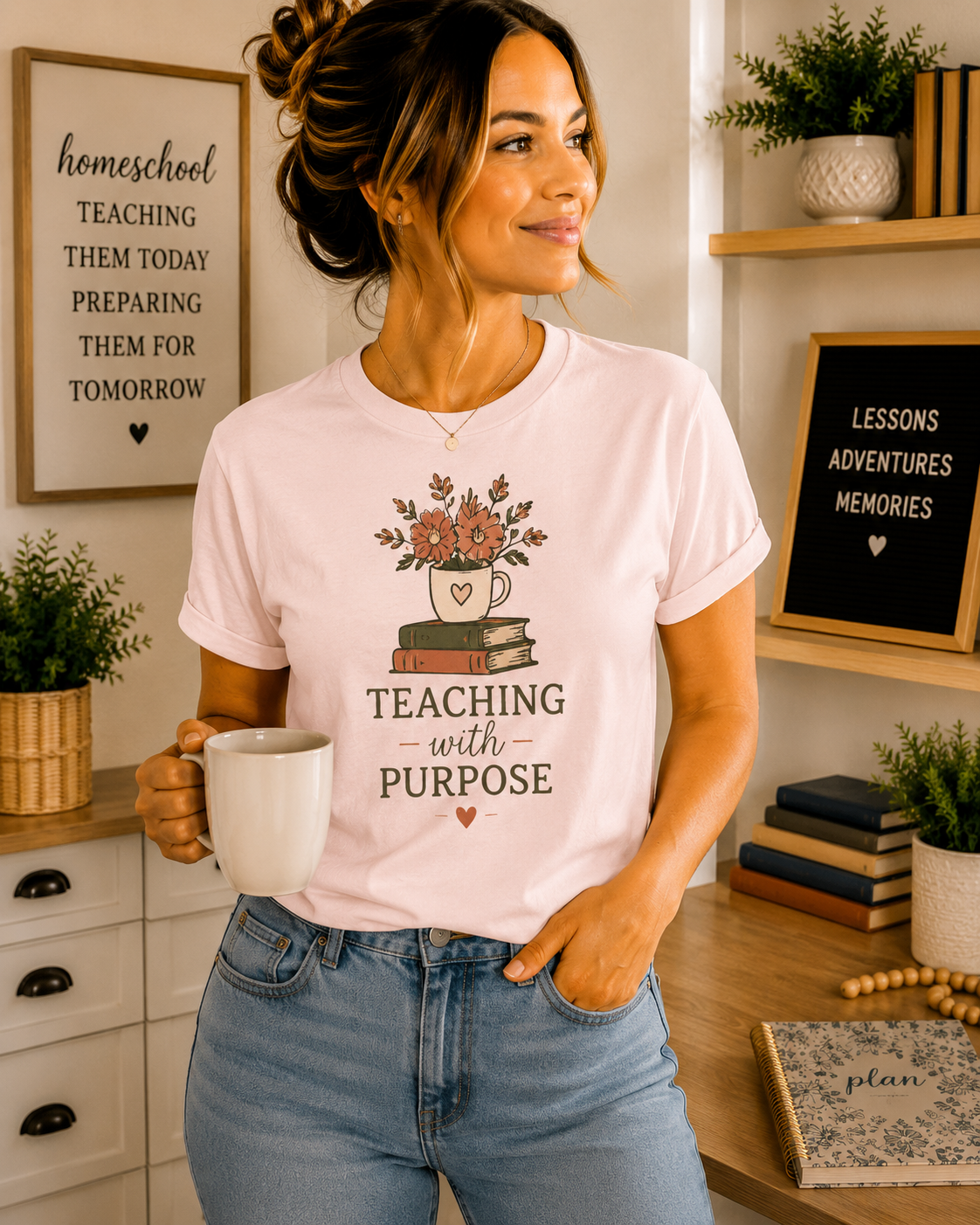 Teaching With Purpose Tee — Floral Teacher Appreciation T‑Shirt
