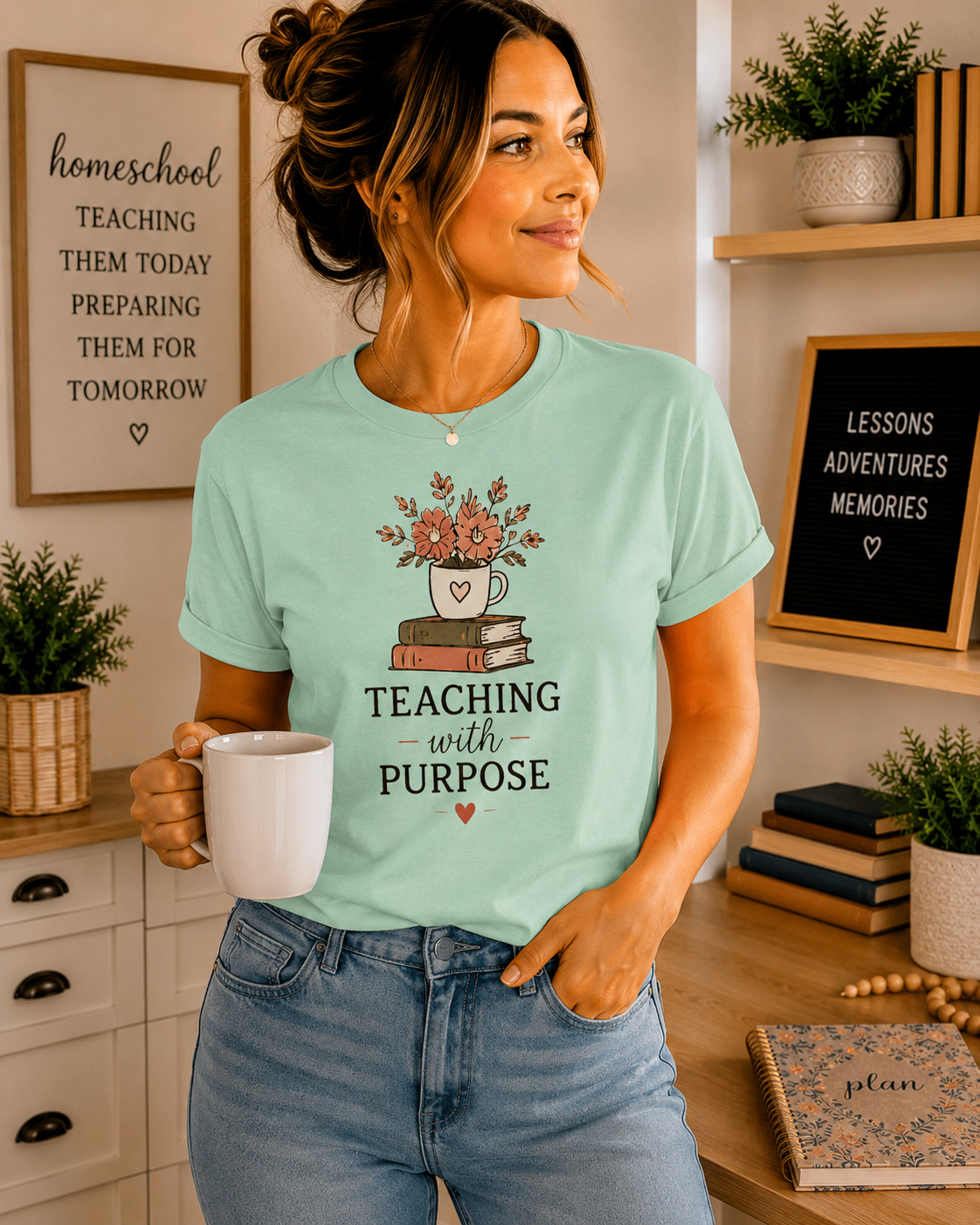 Teaching With Purpose Tee — Floral Teacher Appreciation T‑Shirt