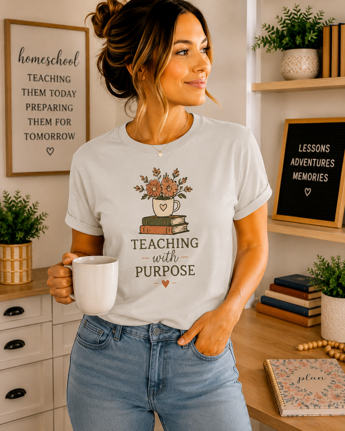 Teaching With Purpose Tee — Floral Teacher Appreciation T‑Shirt