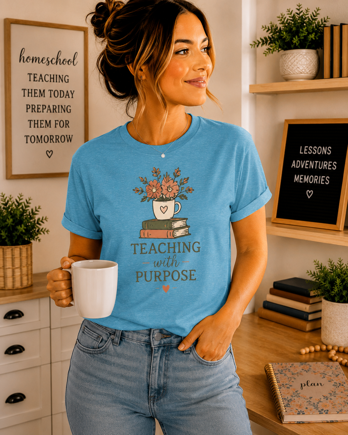 Teaching With Purpose Tee — Floral Teacher Appreciation T‑Shirt