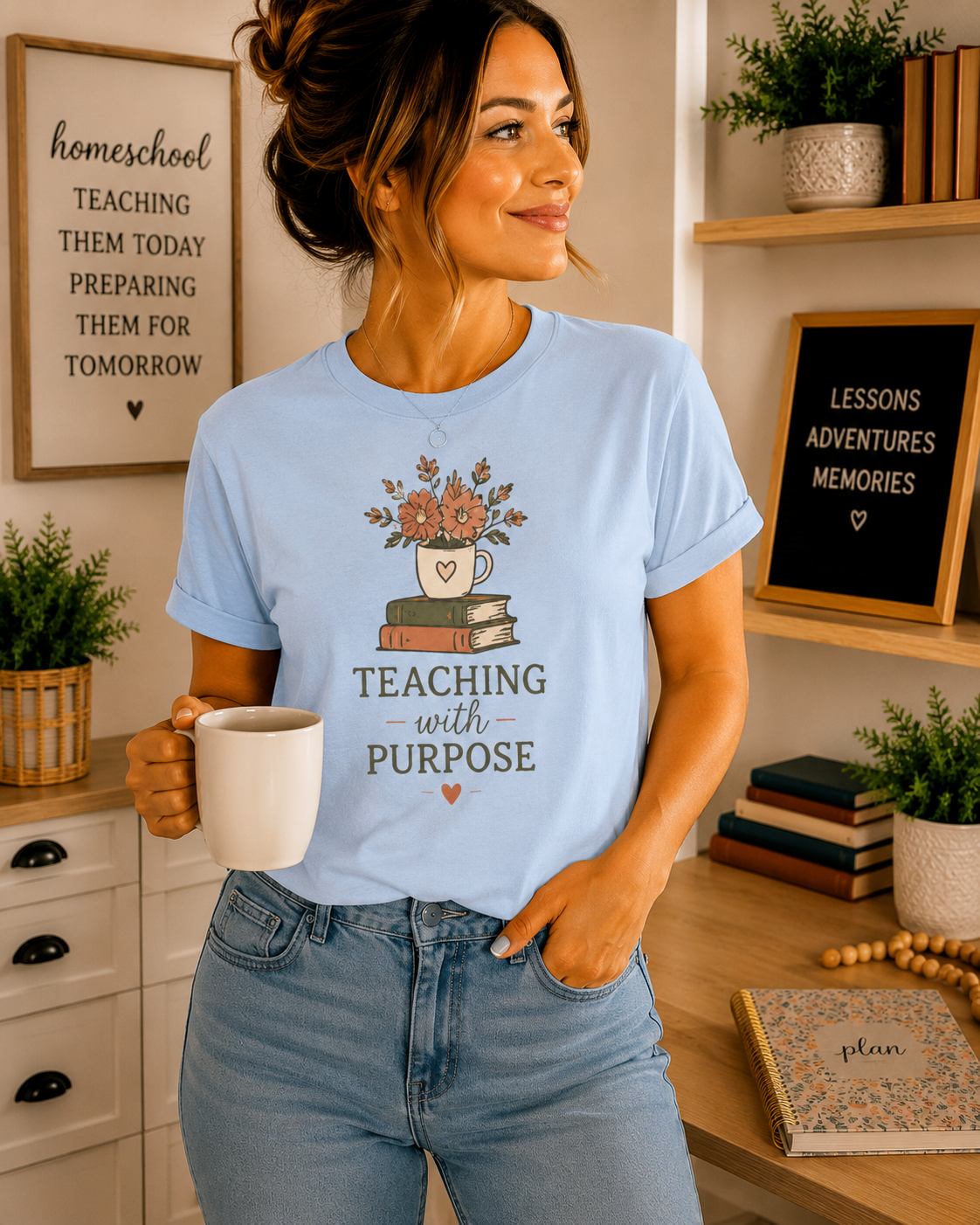 Teaching With Purpose Tee — Floral Teacher Appreciation T‑Shirt