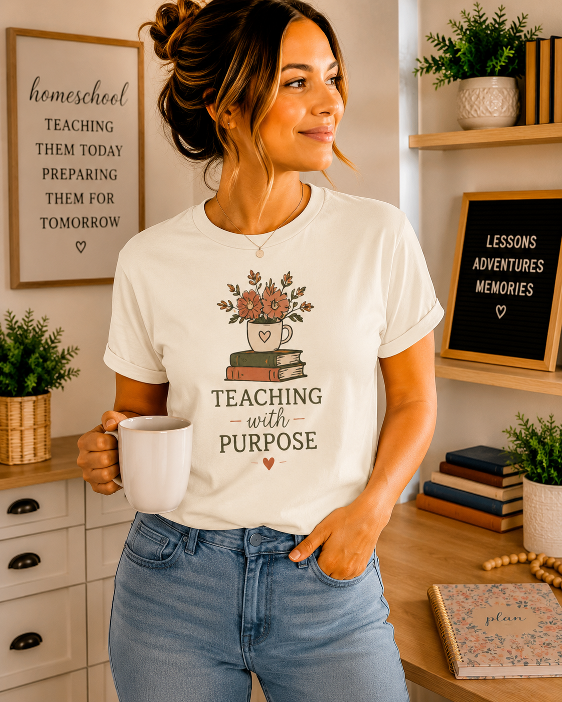 Teaching With Purpose Tee — Floral Teacher Appreciation T‑Shirt