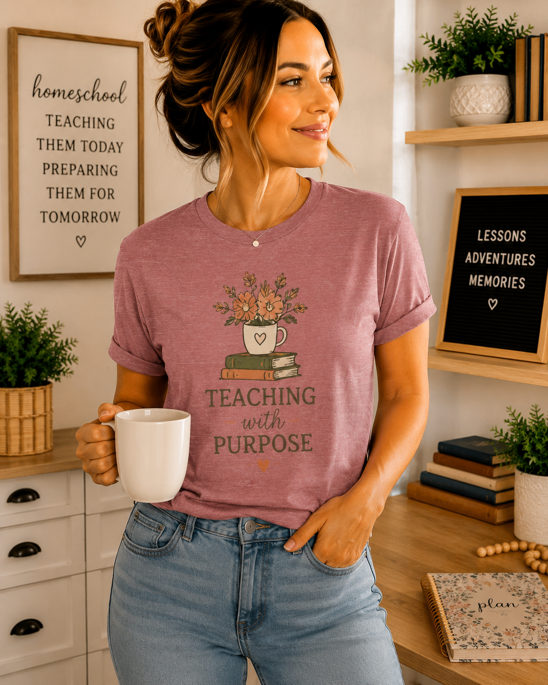 Teaching With Purpose Tee — Floral Teacher Appreciation T‑Shirt