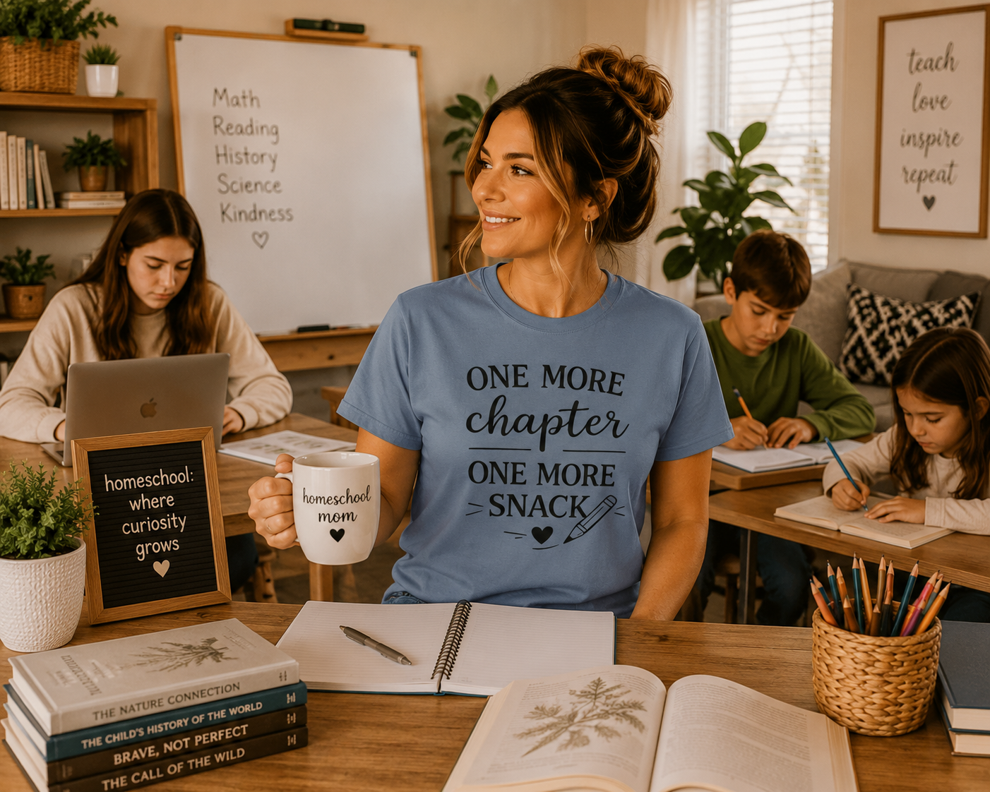 One More Chapter One More Snack Homeschooling Shirt