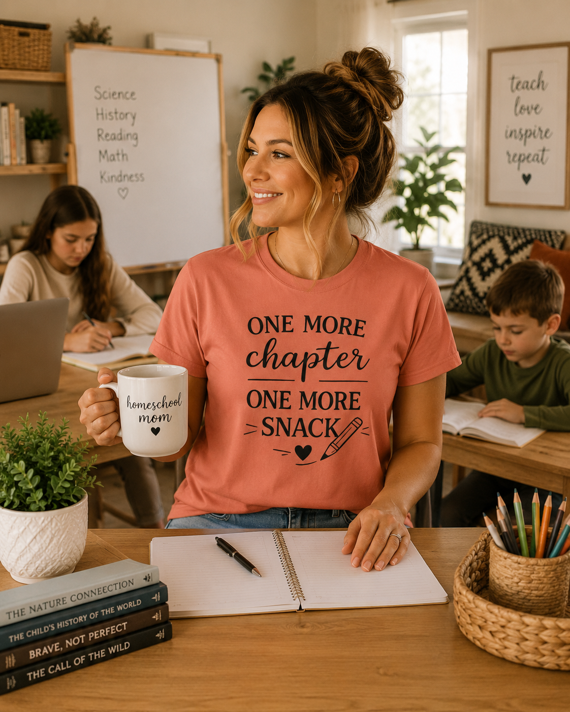 One More Chapter One More Snack Homeschooling Shirt