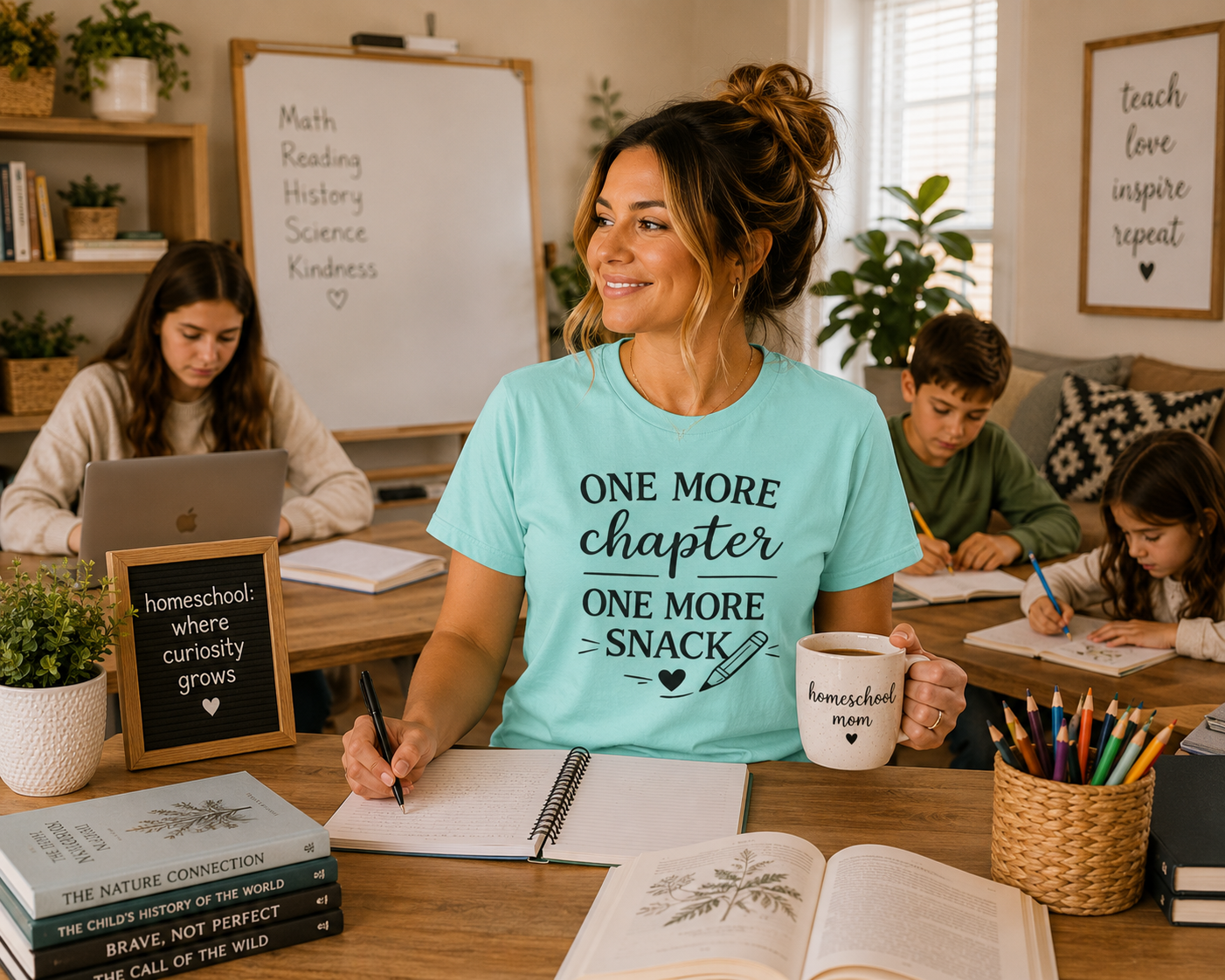 One More Chapter One More Snack Homeschooling Shirt
