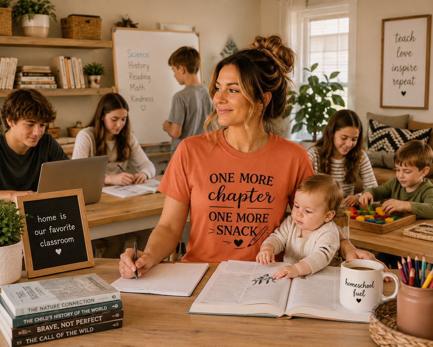 One More Chapter One More Snack Homeschooling Shirt