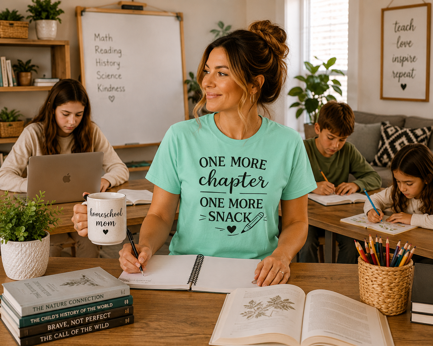 One More Chapter One More Snack Homeschooling Shirt