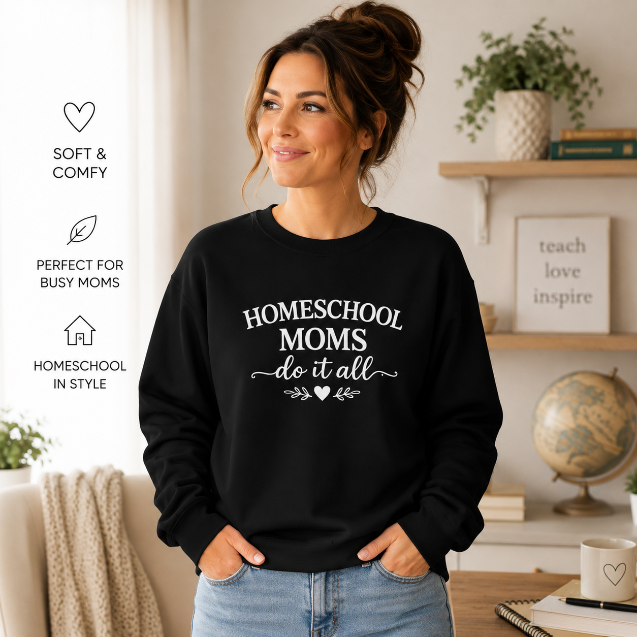 Homeschool Moms Do It All Sweatshirt | Homeschool Mom Crewneck | Cozy Homeschooling Sweatshirt | Gift for Homeschool Mama