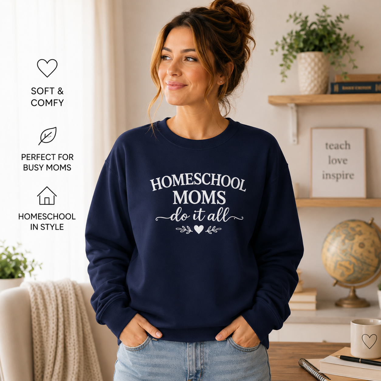 Homeschool Moms Do It All Sweatshirt | Homeschool Mom Crewneck | Cozy Homeschooling Sweatshirt | Gift for Homeschool Mama