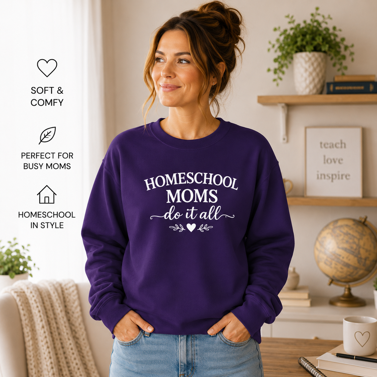 Homeschool Moms Do It All Sweatshirt | Homeschool Mom Crewneck | Cozy Homeschooling Sweatshirt | Gift for Homeschool Mama