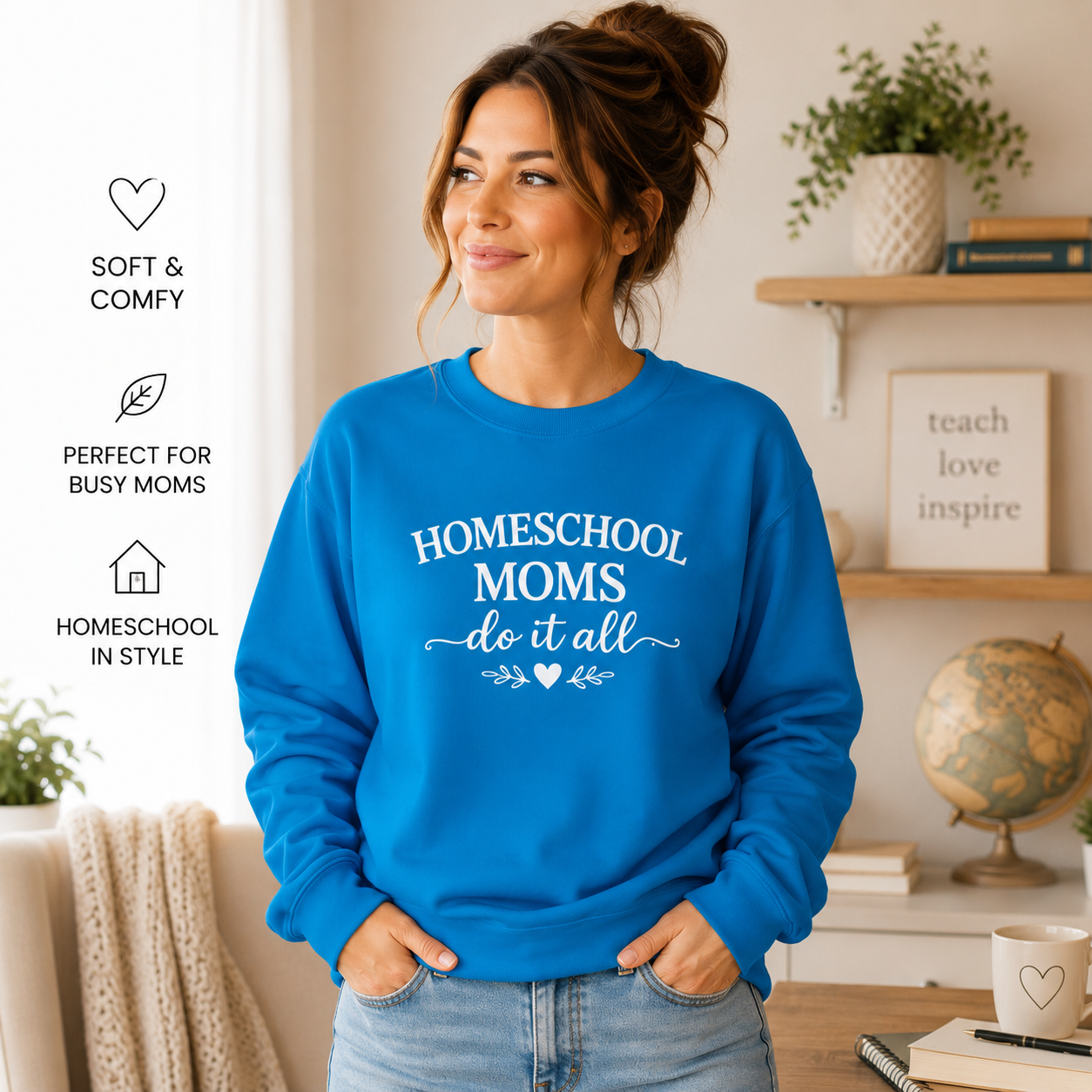 Homeschool Moms Do It All Sweatshirt | Homeschool Mom Crewneck | Cozy Homeschooling Sweatshirt | Gift for Homeschool Mama