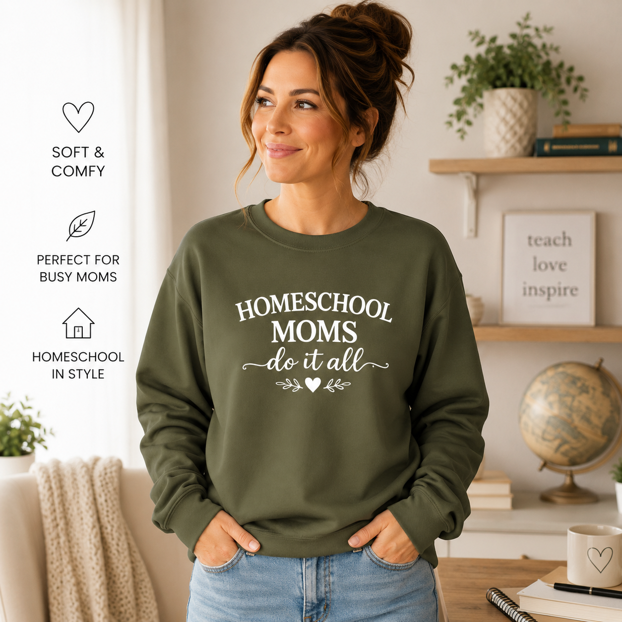 Homeschool Moms Do It All Sweatshirt | Homeschool Mom Crewneck | Cozy Homeschooling Sweatshirt | Gift for Homeschool Mama