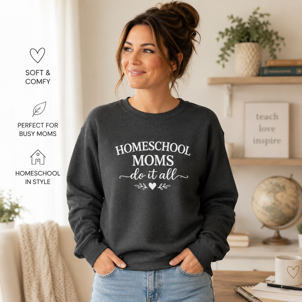 Homeschool Moms Do It All Sweatshirt | Homeschool Mom Crewneck | Cozy Homeschooling Sweatshirt | Gift for Homeschool Mama