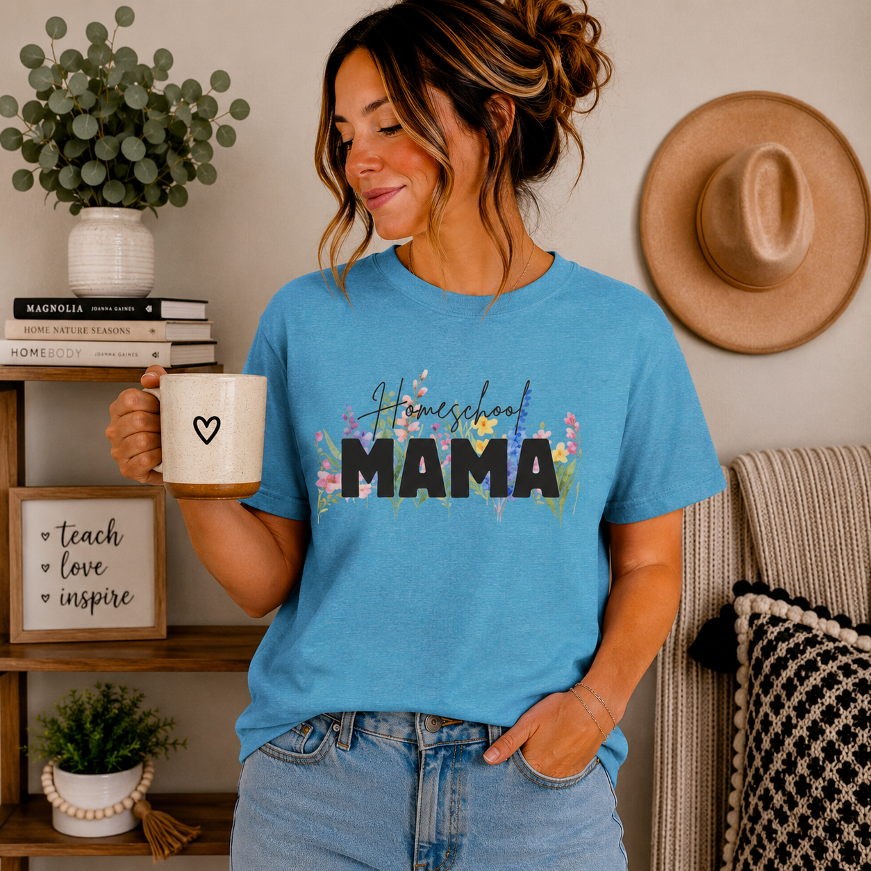 Homeschool Mama Shirt, Homeschool Mom Floral Tee, Wildflower Homeschool Shirt, Homeschooling Mom Gift, Mama Teacher Shirt, Co-op Mom Tee