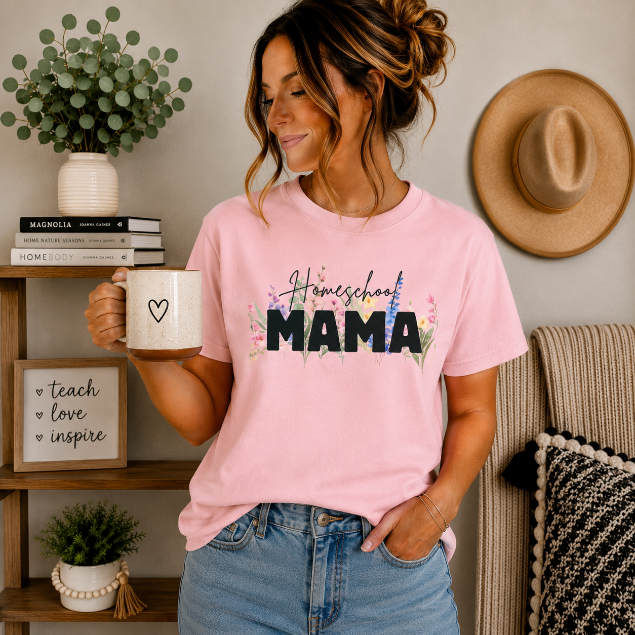 Homeschool Mama Shirt, Homeschool Mom Floral Tee, Wildflower Homeschool Shirt, Homeschooling Mom Gift, Mama Teacher Shirt, Co-op Mom Tee