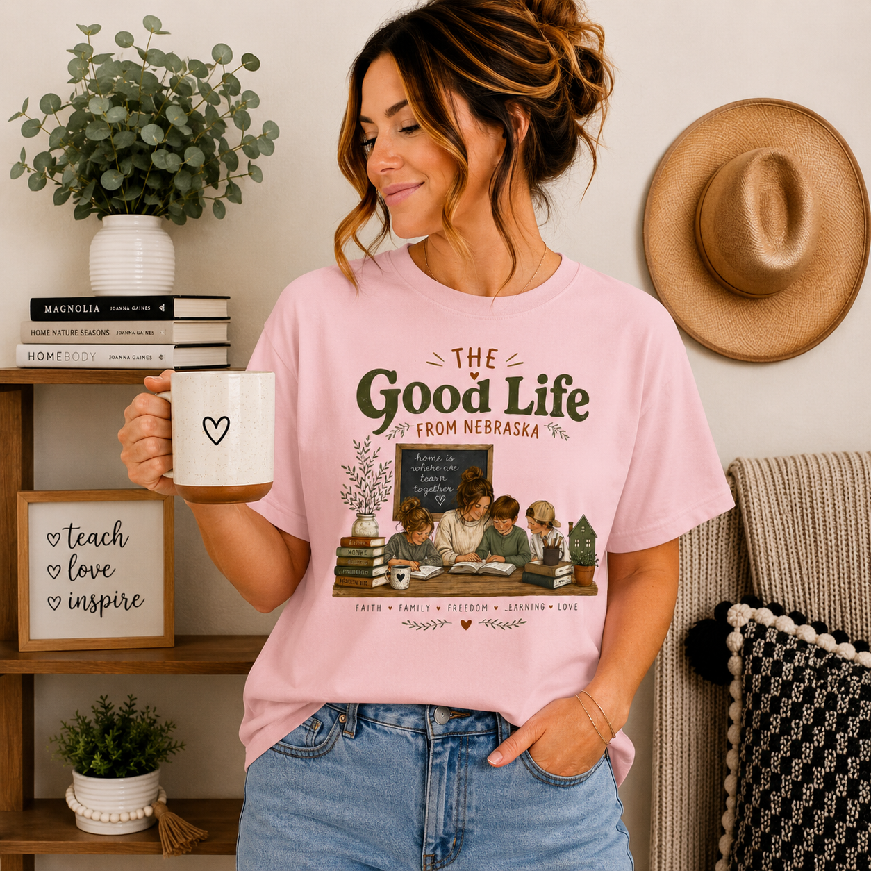 The Good Life From Nebraska Shirt, Homeschool Mom Shirt, Christian Homeschool Tee, Comfort Colors 1717, Faith Family Freedom Learning