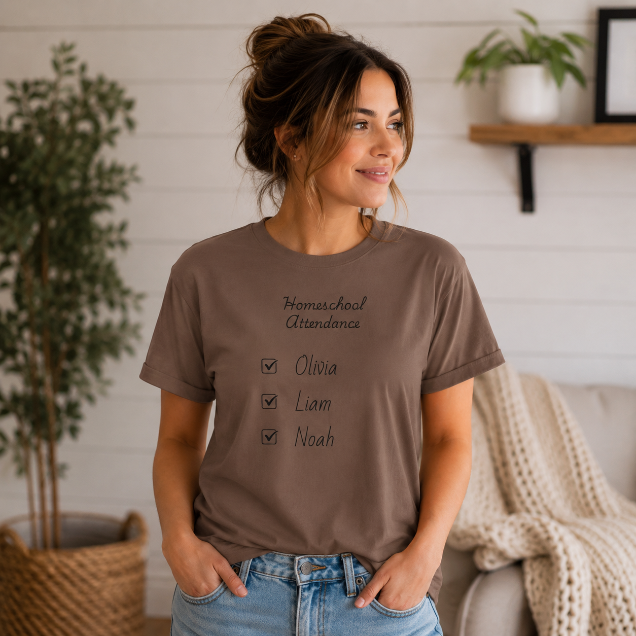 Personalized Homeschool Attendance Shirt, Custom Homeschool Mom Shirt with Kids Names, Homeschool Mama Tee, Personalized Teacher Gift, Comfort Colors 1717