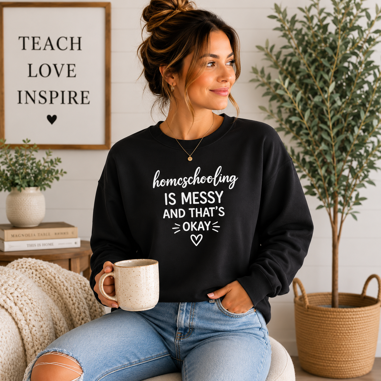 Homeschooling Is Messy And That's Okay Sweatshirt, Homeschool Mom Sweatshirt, Funny Homeschool Shirt, Homeschool Mama Gift, Cozy Crewneck